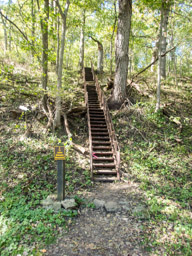 Steep steel steps up Dubuque Monument Hill, Second last climb