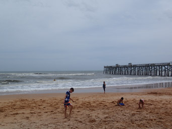 Windy overcast day at  Flagler Beach
