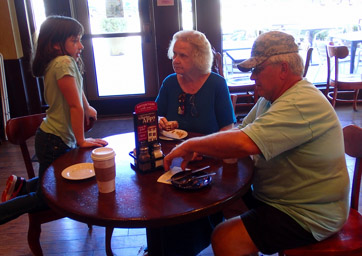 Waiting for the American Girl Store to open, Orlando, FL