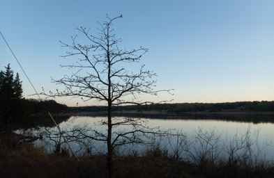 Calm lake, close after the start.