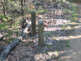 Stile, from the old trail. The barb wire fence is gone.