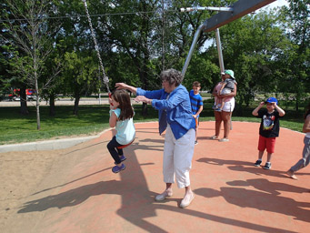 Mom ziplining with Jeralyn, Saskatoon, SK, July, 2017.