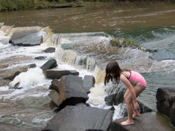 Playing on the rocks.