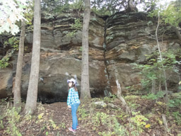 Exploring a cave just off the trail.