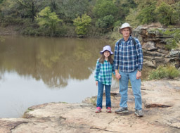Two identically cad hikers at the Bluffs.