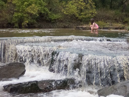 Girl up above falls.