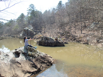 Fourche Maline Creek, below the Carlton Dam. Stocked with Rainbow Trout.
