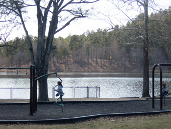 Playing on the Carlton Lake playground