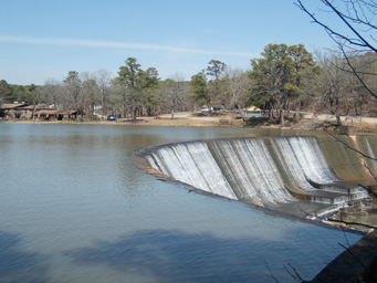 That's our Yurt across the dam.